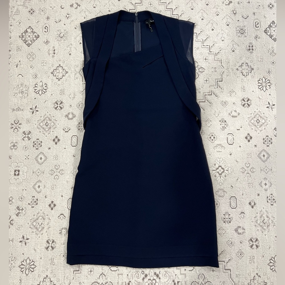 The Kooples Sophisticated Navy Blue Dress With Beautiful Details - Small